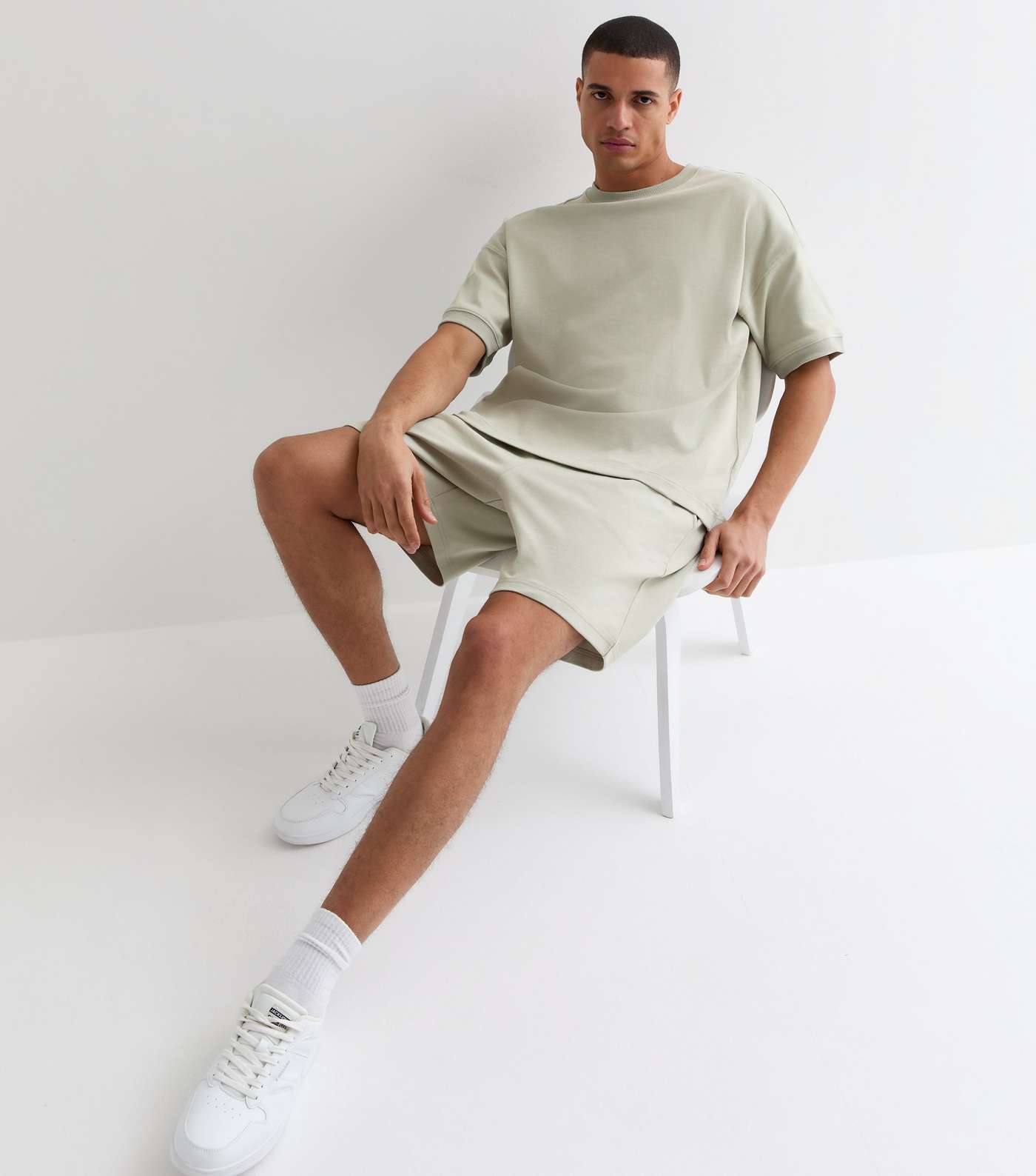 Light Green Relaxed Fit Premium Jersey Drawstring Shorts Image 2
