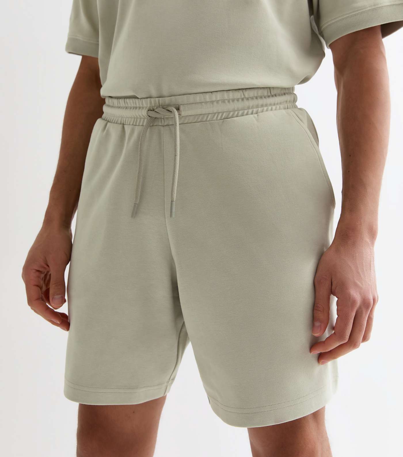 Light Green Relaxed Fit Premium Jersey Drawstring Shorts Image 4