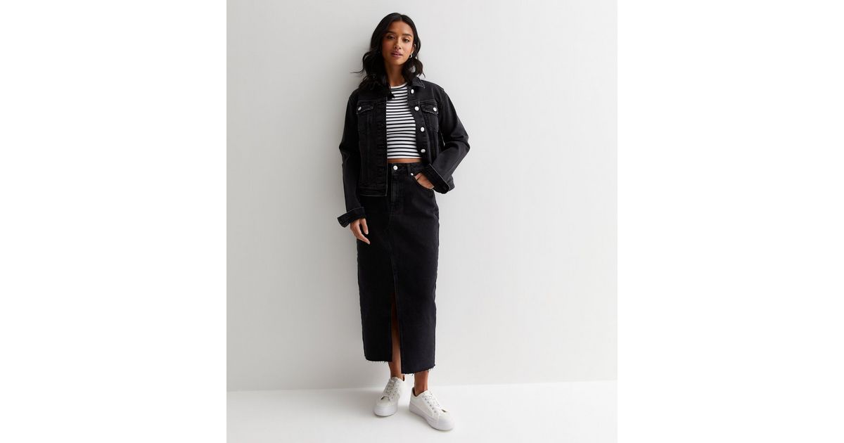 Petite Denim Midi Skirt