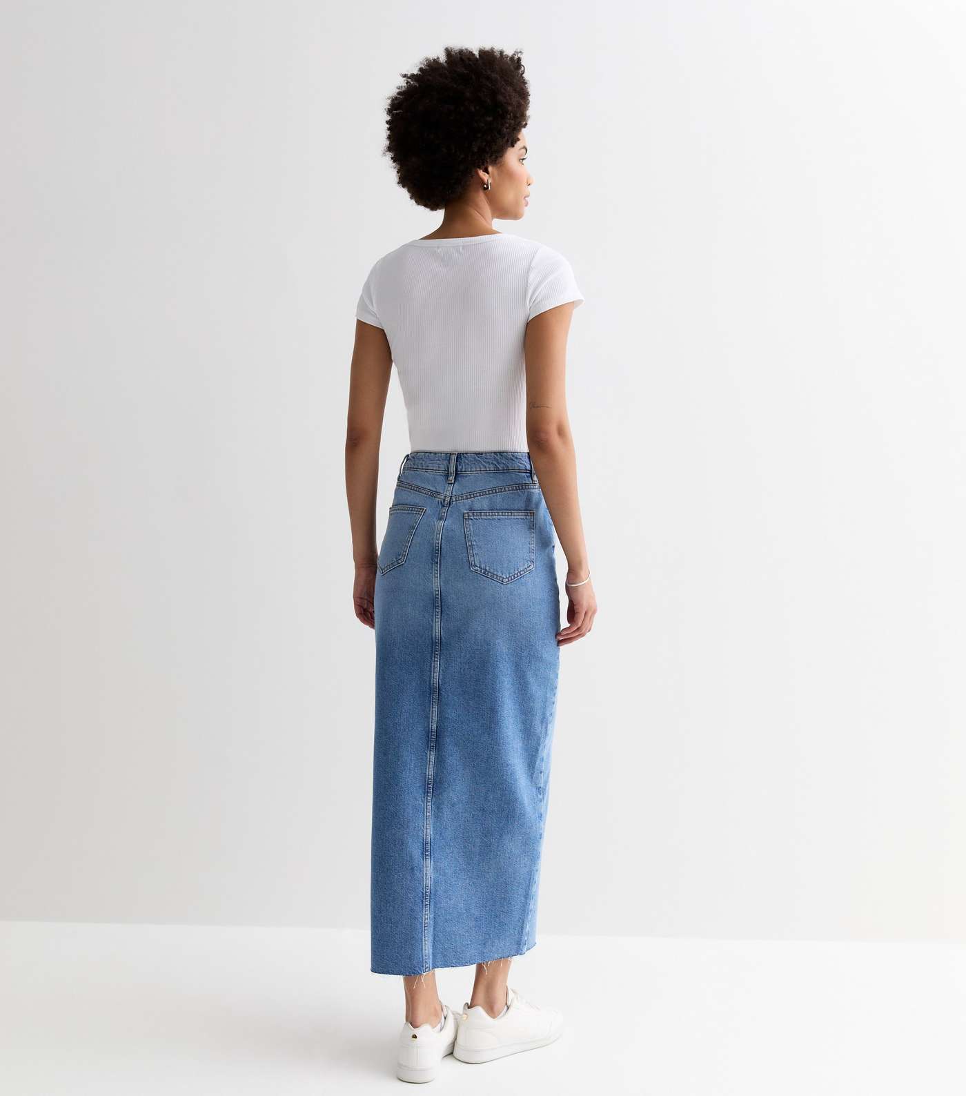 Tall Blue Denim Midi Skirt Image 4