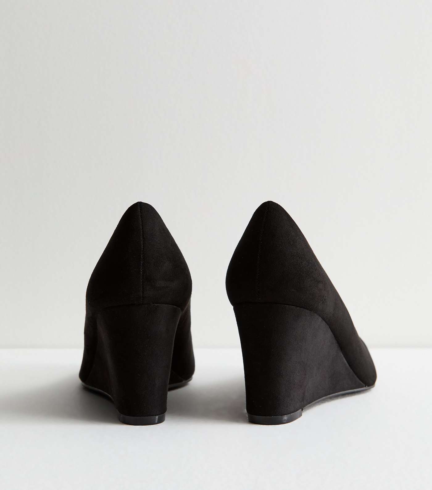 Black Suedette Wedge Court Shoes Image 4