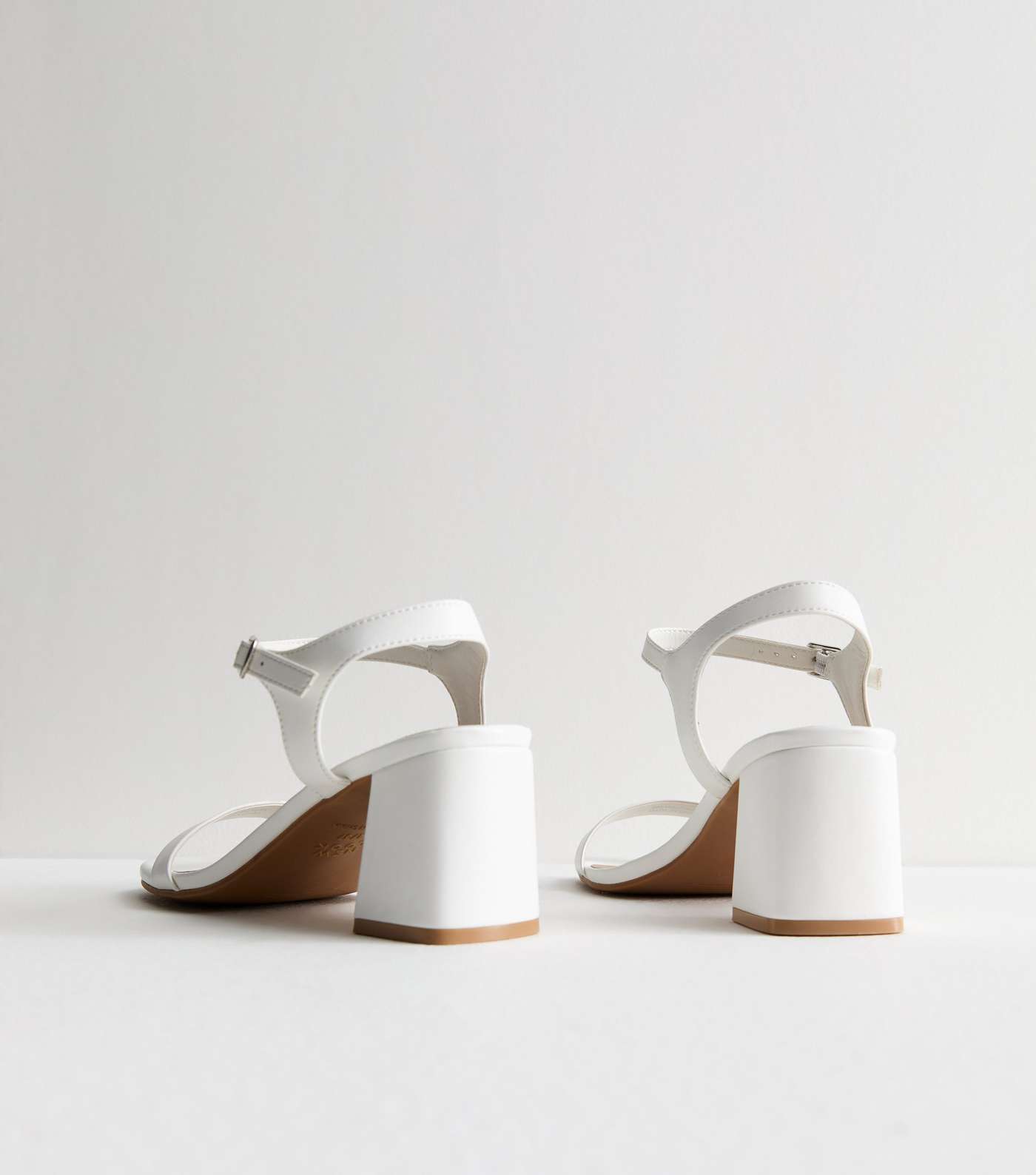 Wide Fit White Low Block Heel Sandals Image 5