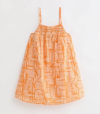 Orange Abstract Print Cotton Mini Smock Beach Dress New Look