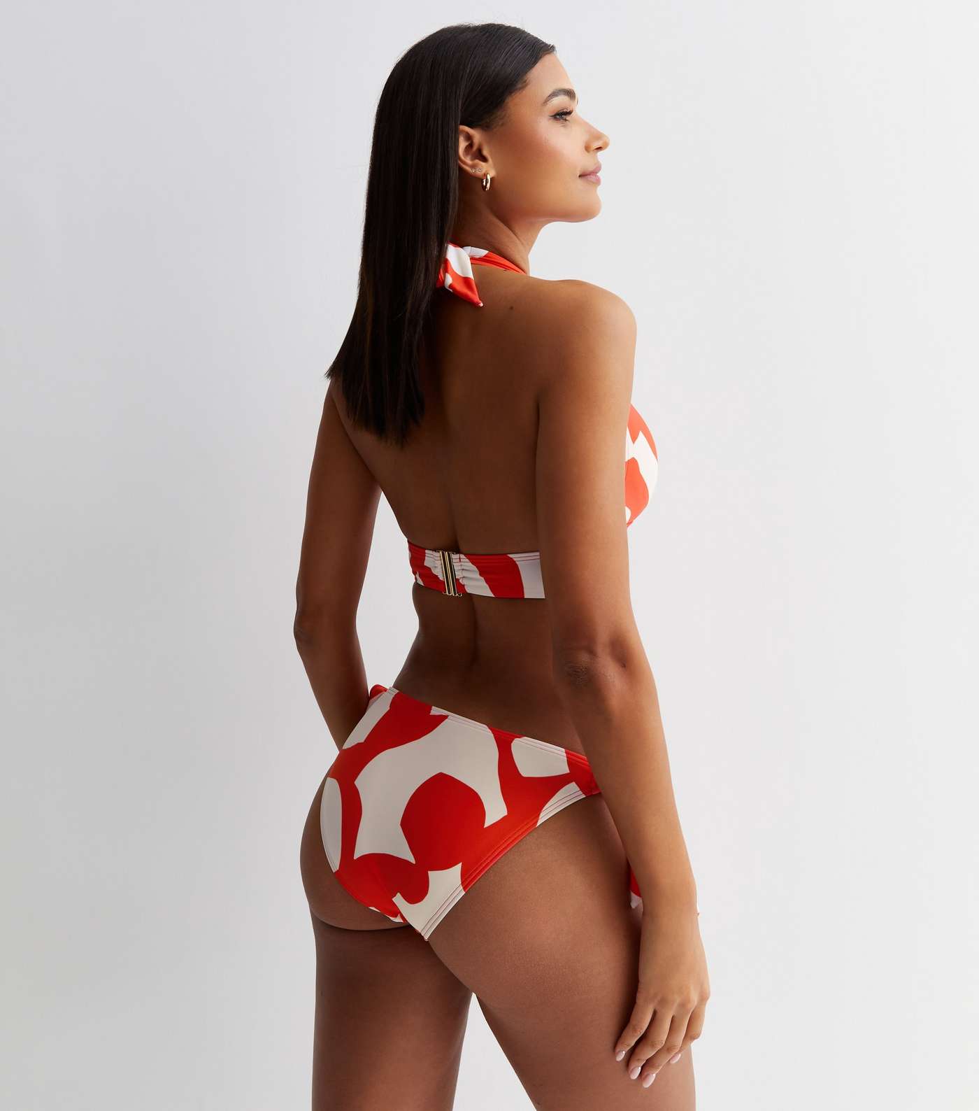 Red Abstract Print Tie Side Bikini Bottoms Image 4