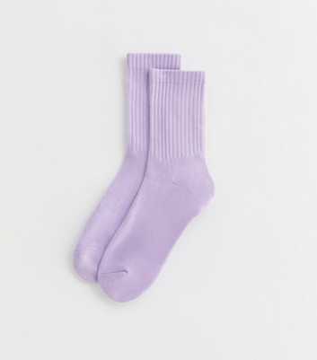 Lilac Ribbed Tube Socks