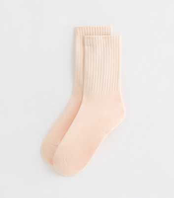 Pale Pink Ribbed Tube Socks