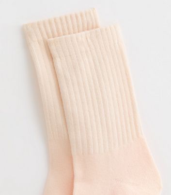 Pale Pink Ribbed Tube Socks New Look