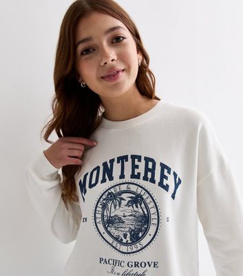 Girls Cream Monterey Logo Crew Neck Sweatshirt New Look