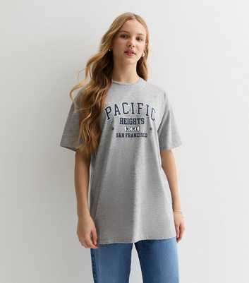 Girls Grey Pacific Heights Logo Longline T-Shirt