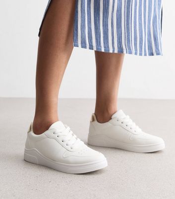 White Lace Up Chunky Trainers New Look