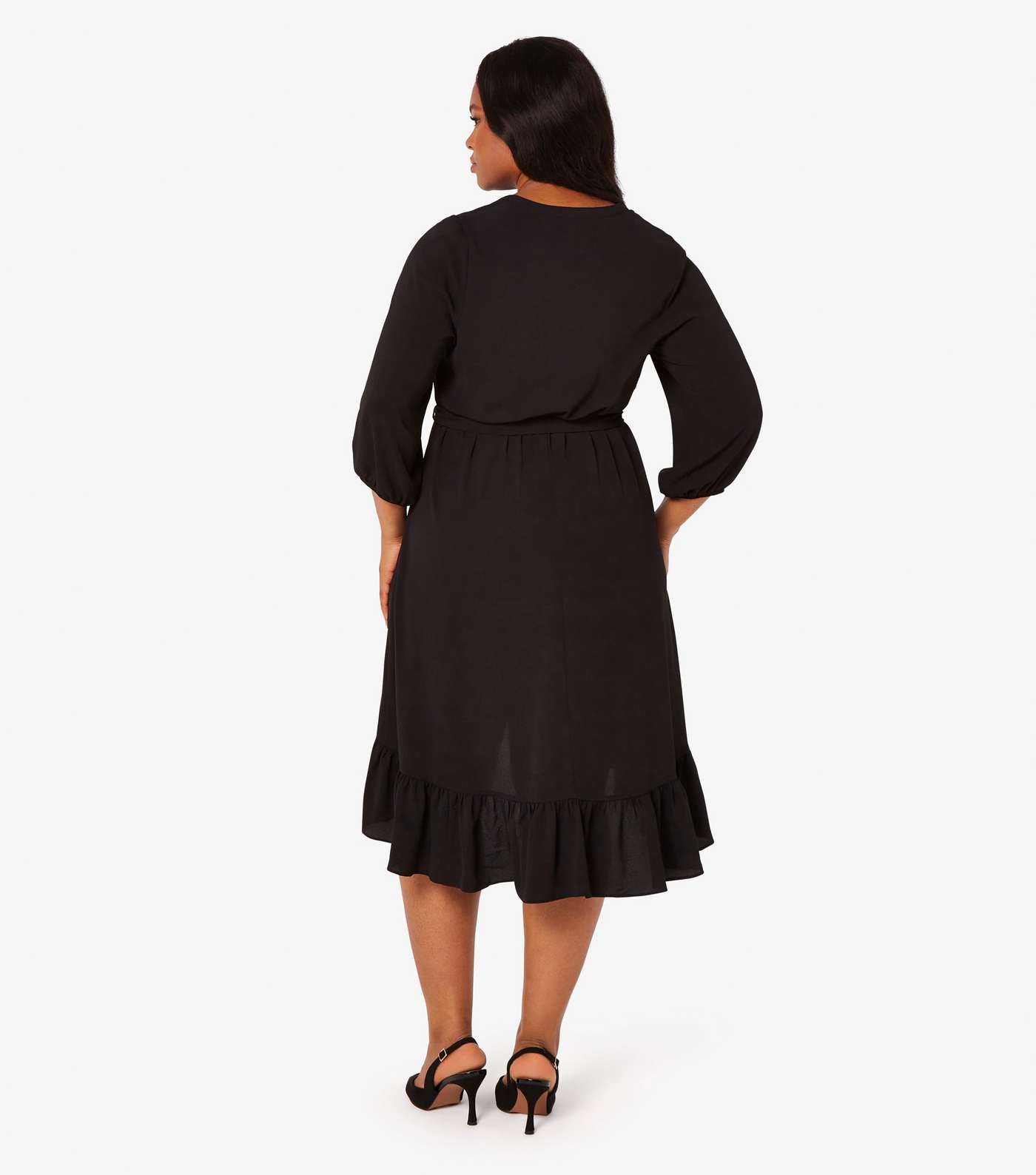 Apricot Curves Black Open Collar Mini Dress Image 3