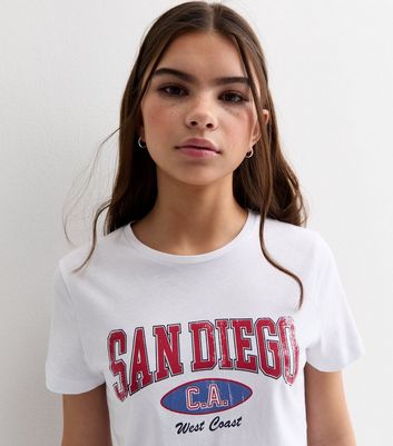 Girls White San Diego Logo T-Shirt New Look