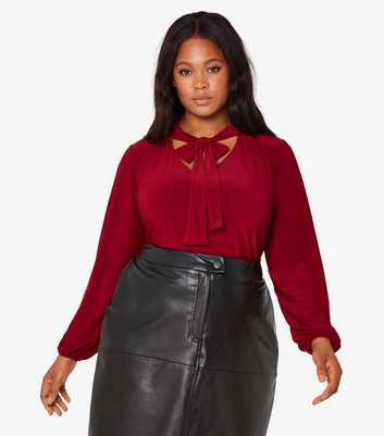 Apricot Curves Burgundy Bow Detail Top