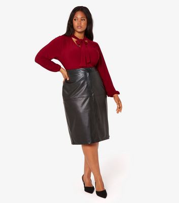 Apricot Curves Burgundy Bow Detail Top New Look