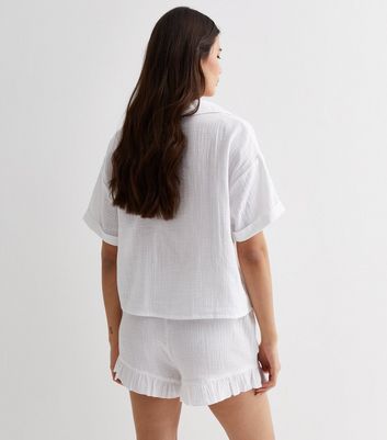 White Cotton Cheesecloth Revere Short Pyjama Set New Look