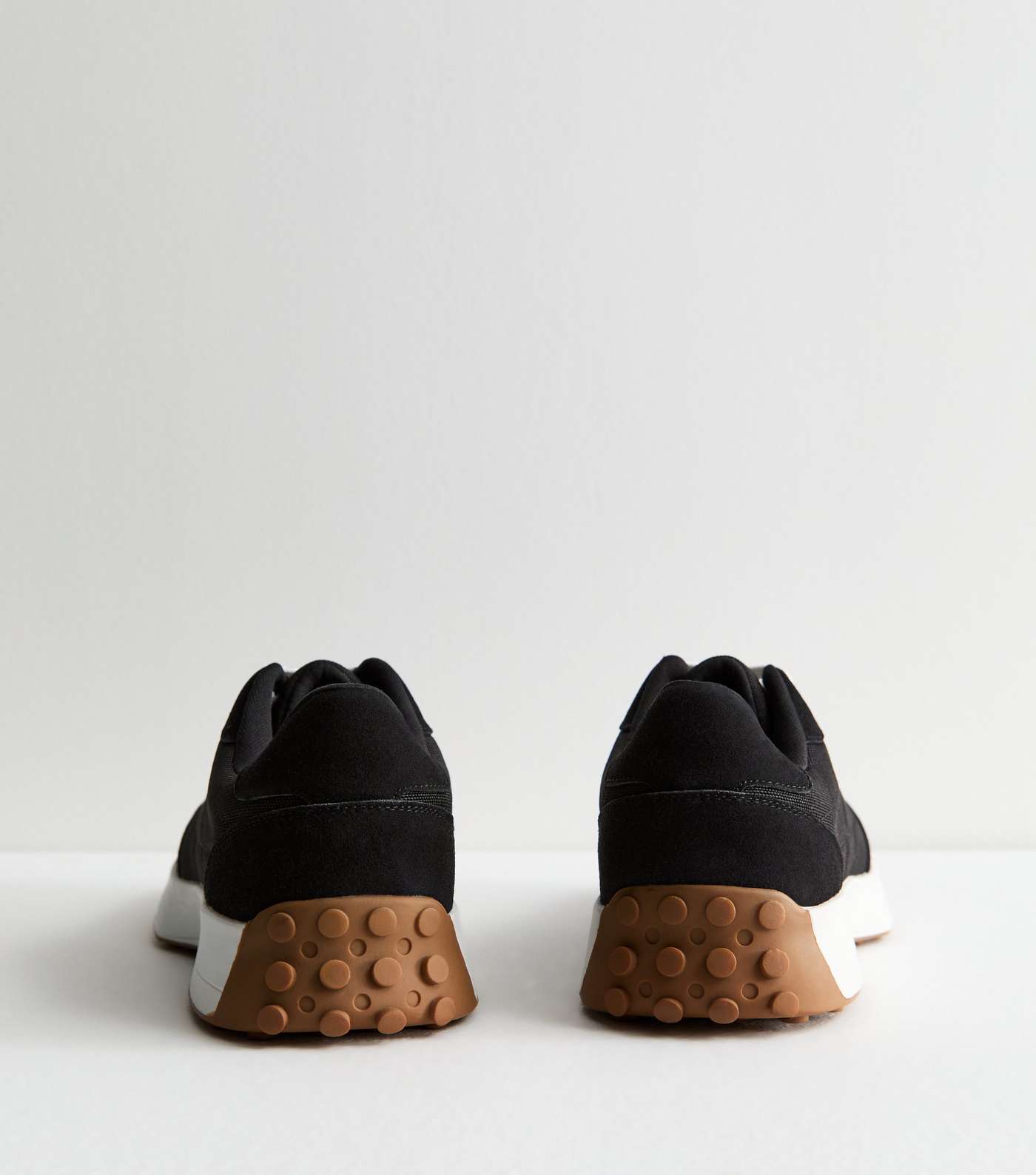 Black Suedette Lace Up Chunky Trainers Image 4