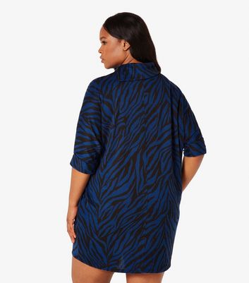 Apricot Curves Blue Zebra Print Mini Dress New Look