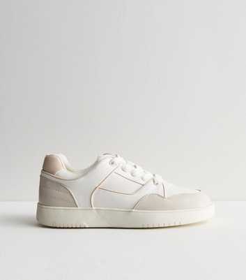 White Low Top Panelled Trainers