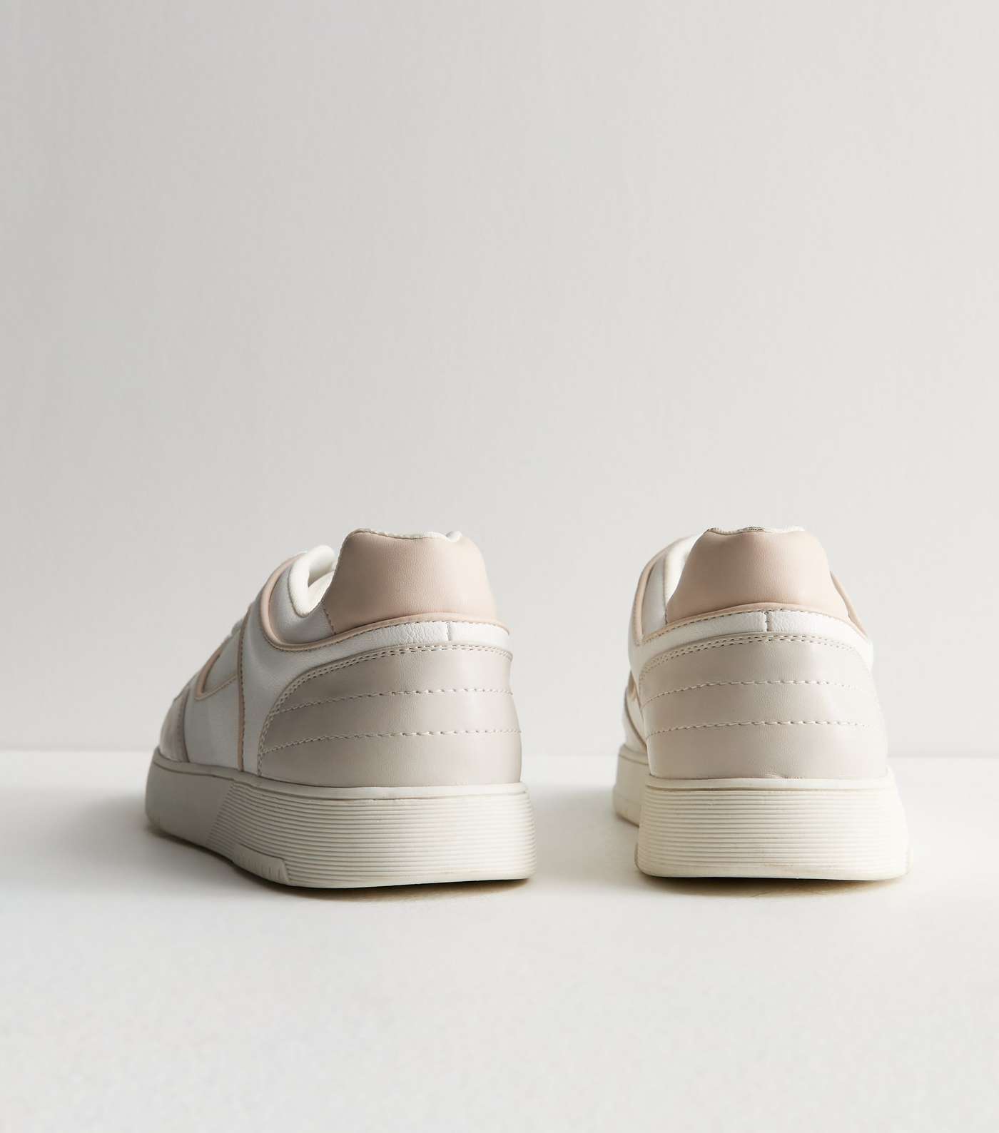 White Low Top Panelled Trainers Image 4