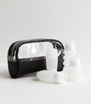 Black Wash Bag and Travel Bottles Set