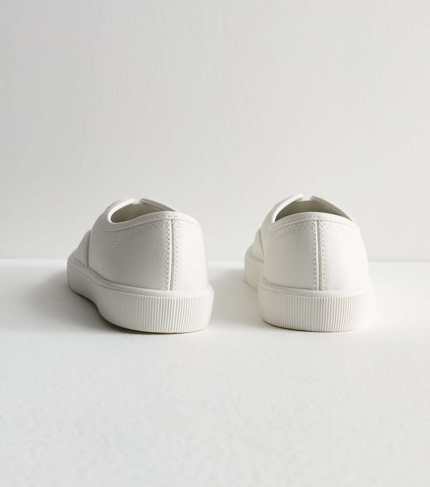 White Leather-Look Laceless Trainers | New Look