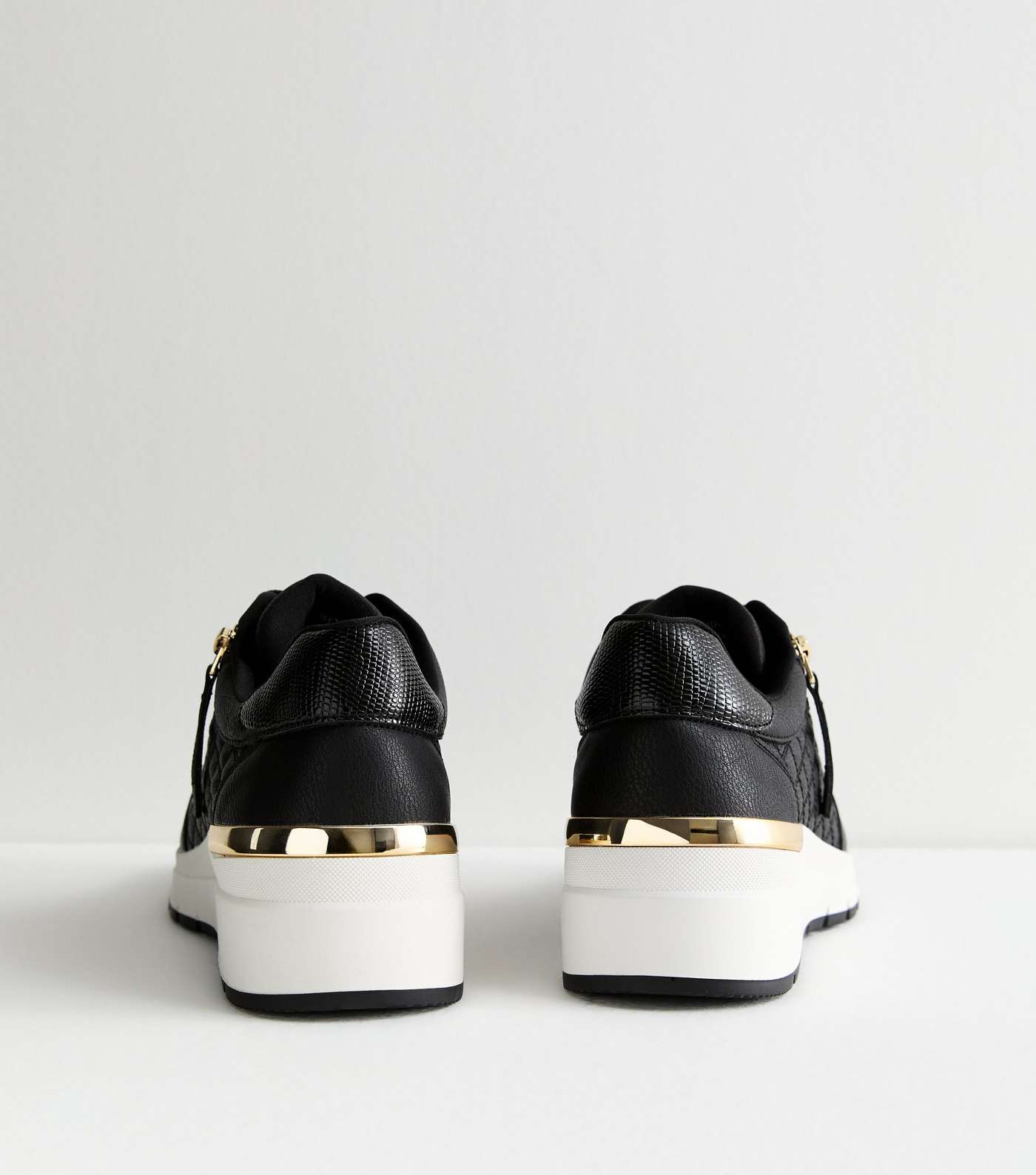 Black Quilted Zip Detail Trainers Image 5