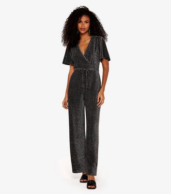 New look wrap jumpsuit in hot sale silver glitter