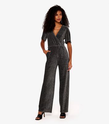 Apricot Silver Sparkle Angel Sleeve Jumpsuit New Look