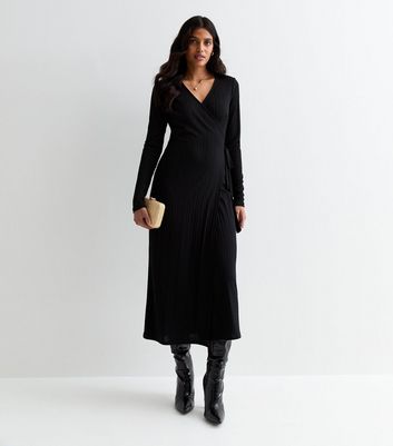 Plain black wrap outlet dress