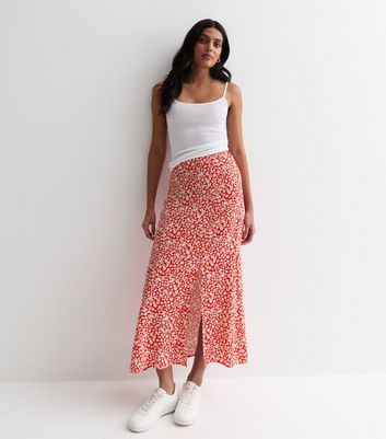 Red Floral Skirts New Look