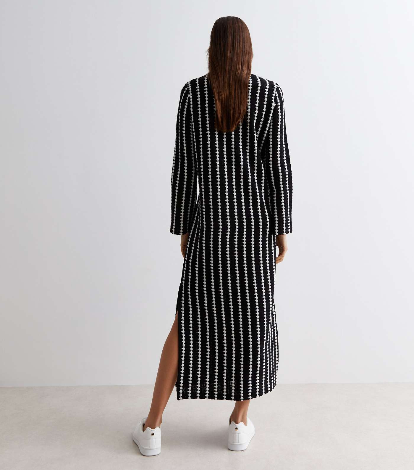 Black Stripe Knit Midaxi Dress Image 4