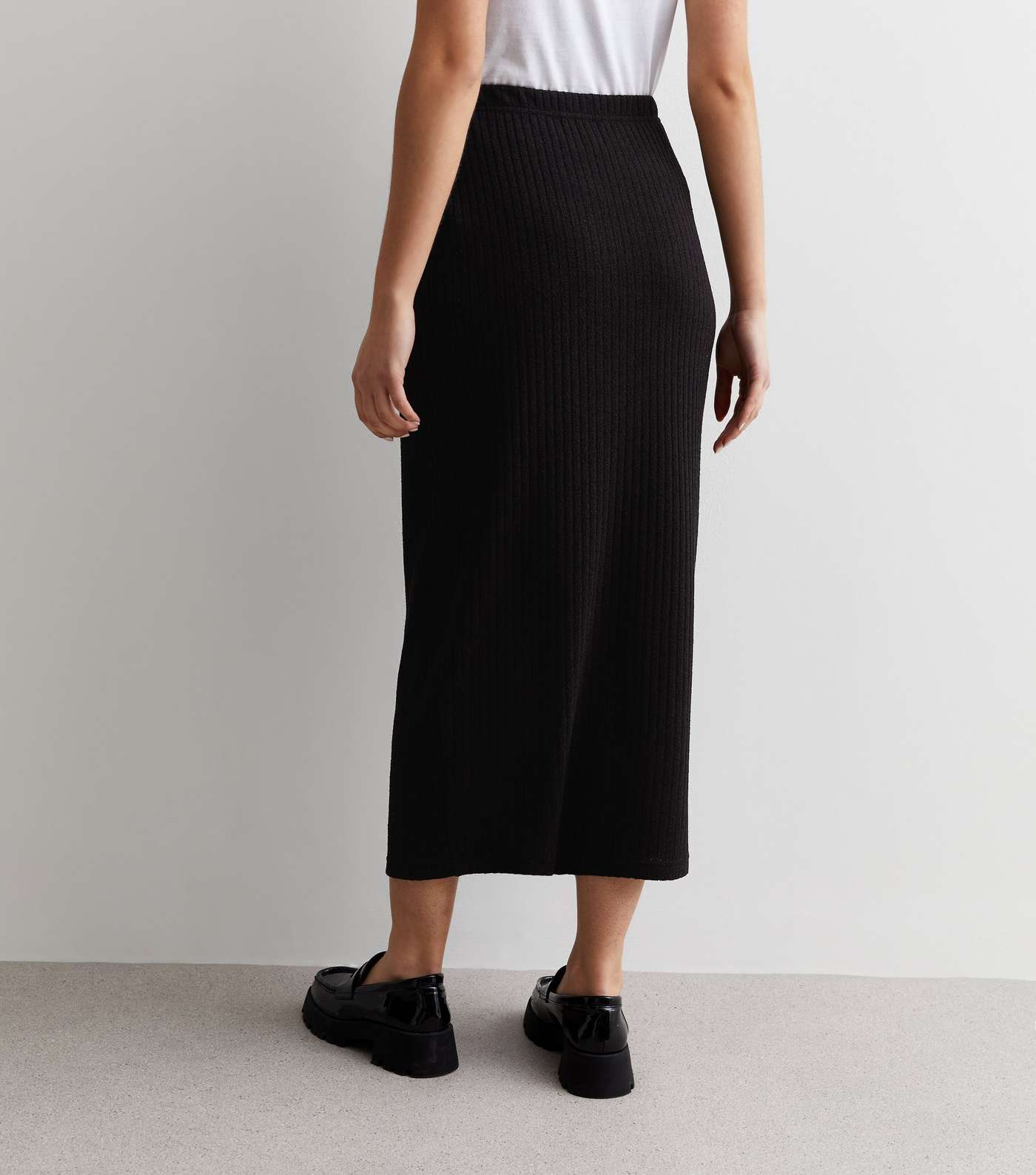 Maternity Black Ribbed Knit Midaxi Skirt Image 4