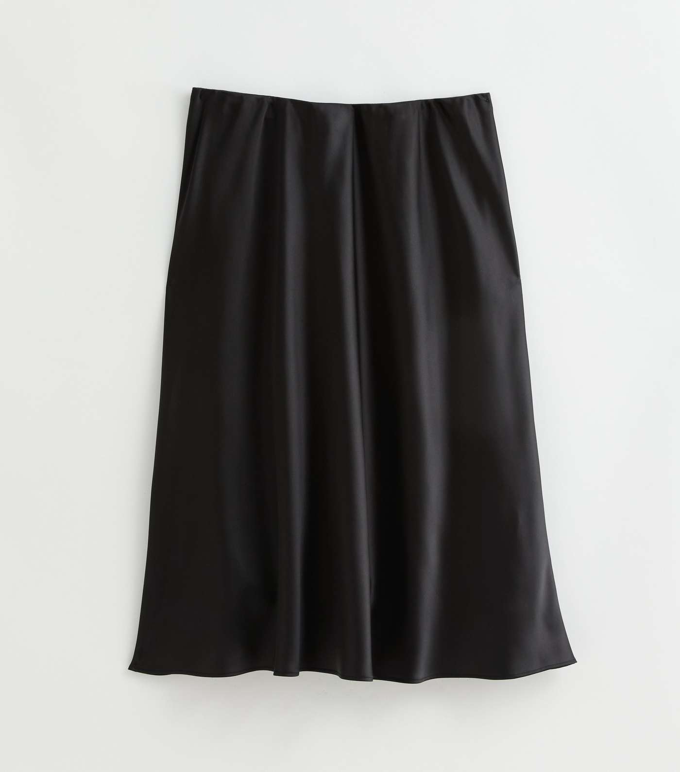 Curves Black Satin Bias Cut Midi Skirt Image 5