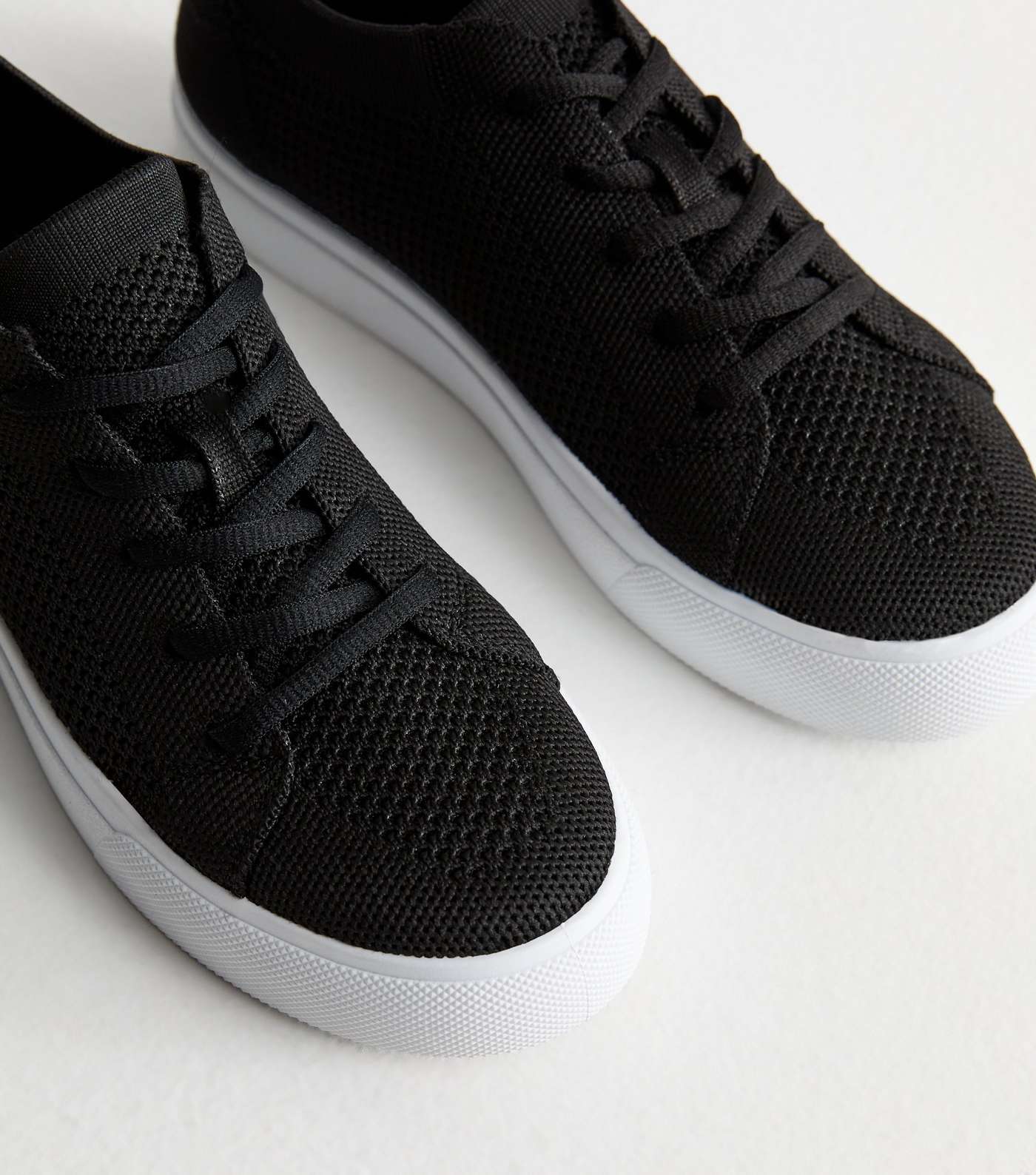 Black Knit Low Top Trainers Image 3