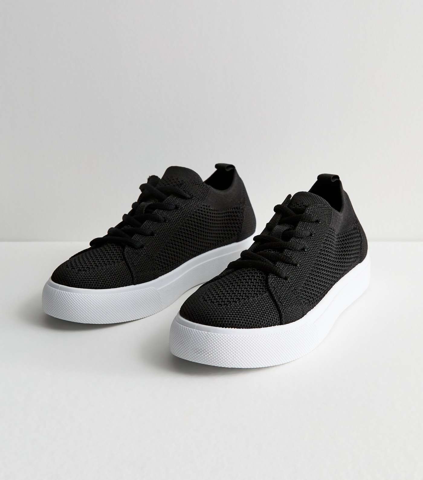Black Knit Low Top Trainers Image 5