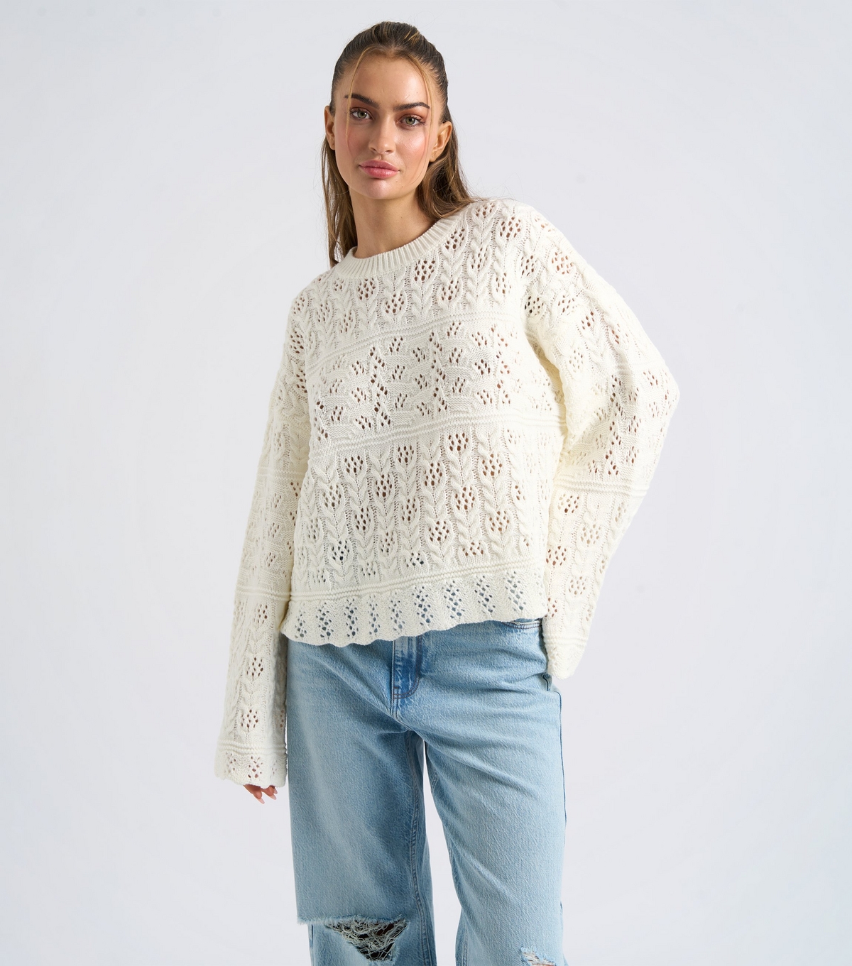Women's Pointelle Knit Jumper Urban Bliss New Look