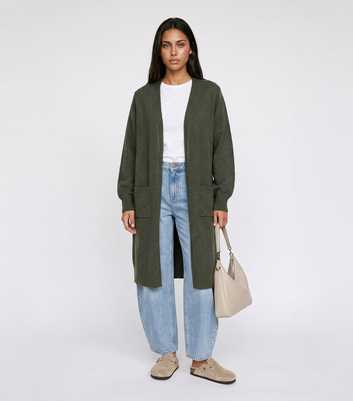 Urban Bliss Light Khaki Knit Longline Cardigan