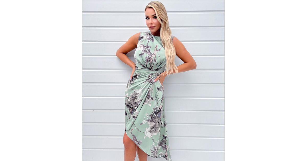 green mesh maxi dress Giorgia Jo Diamante Trim Adjustable Bow Midi Dress, Duck Egg