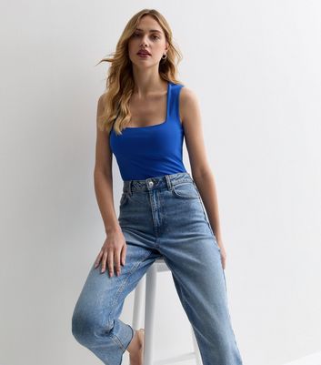 Blue Square Neck Bodysuit New Look