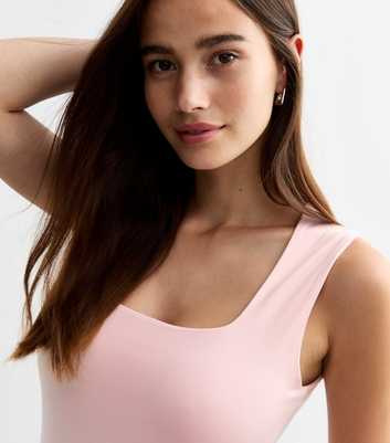 Pink Square Neck Bodysuit