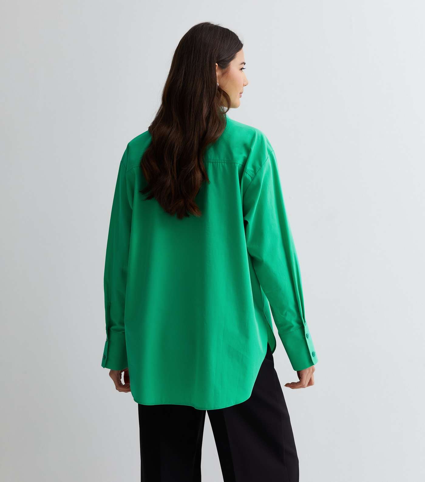 Green Poplin Oversized Shirt Image 4