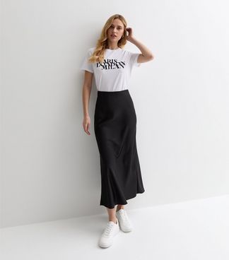 Black Satin Midi Skirts | New Look