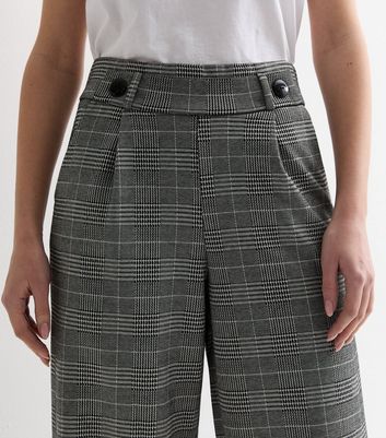 JDY Grey Check Jersey Trousers New Look
