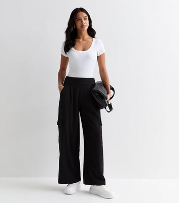 Flared jersey trousers with high waist | Lindex Lithuania