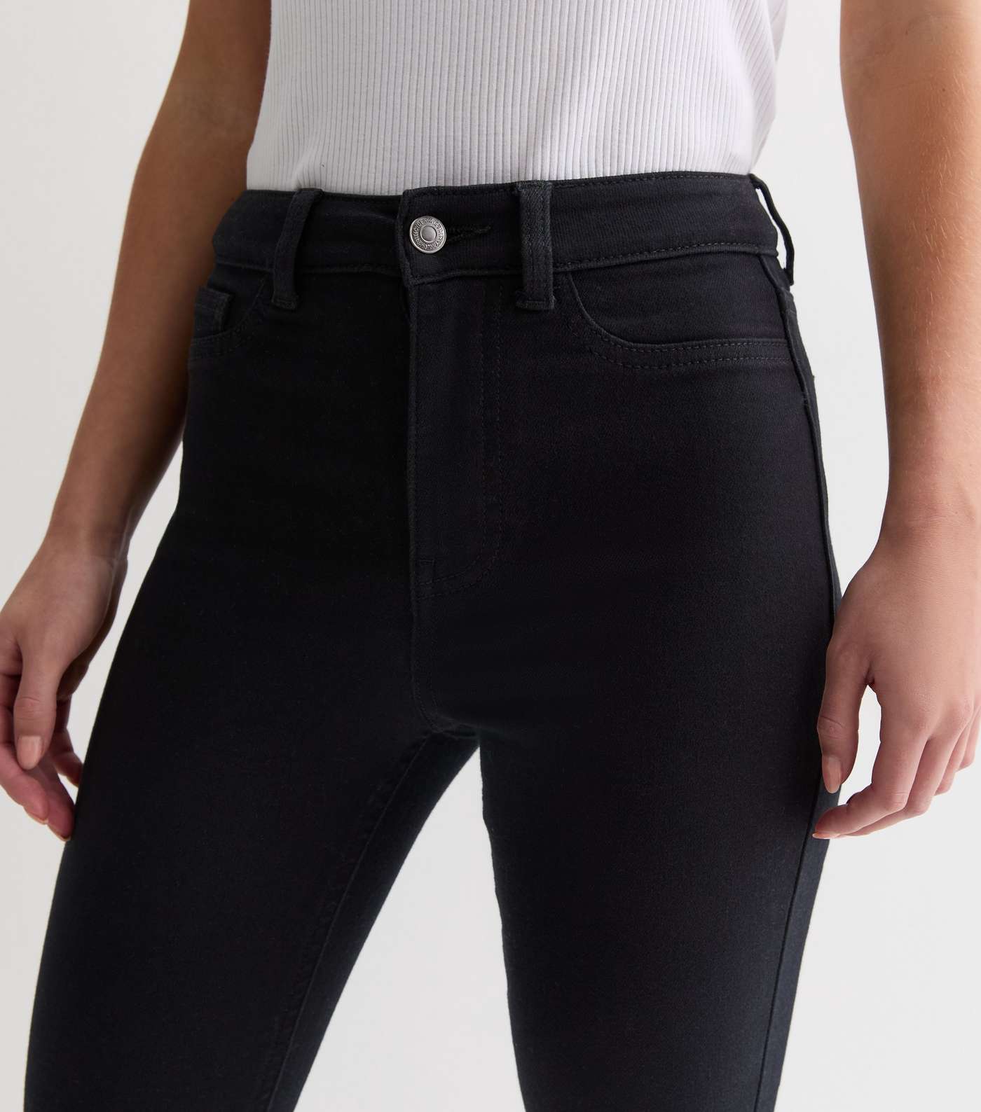 Petite Black High Waist Hallie Super Skinny Jeans Image 3
