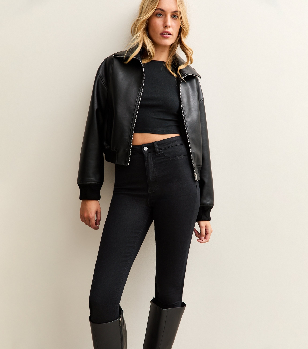 Women's Stay Tall Black High Waist Hallie Super Skinny Jeans New Look