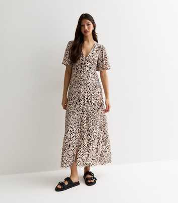 Gini London Stone Animal Print Button Front Midi Dress