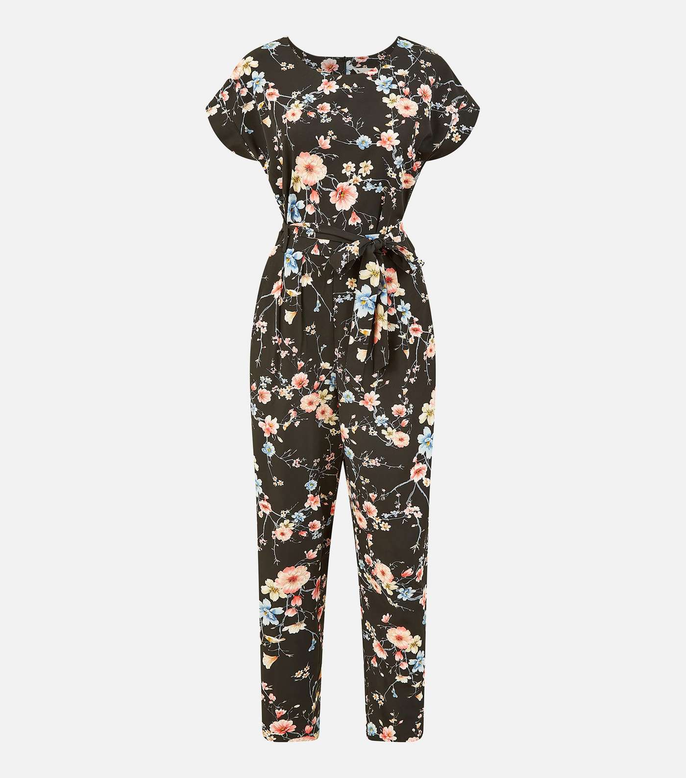 Yumi Black Floral Belted Jumpsuit Image 4