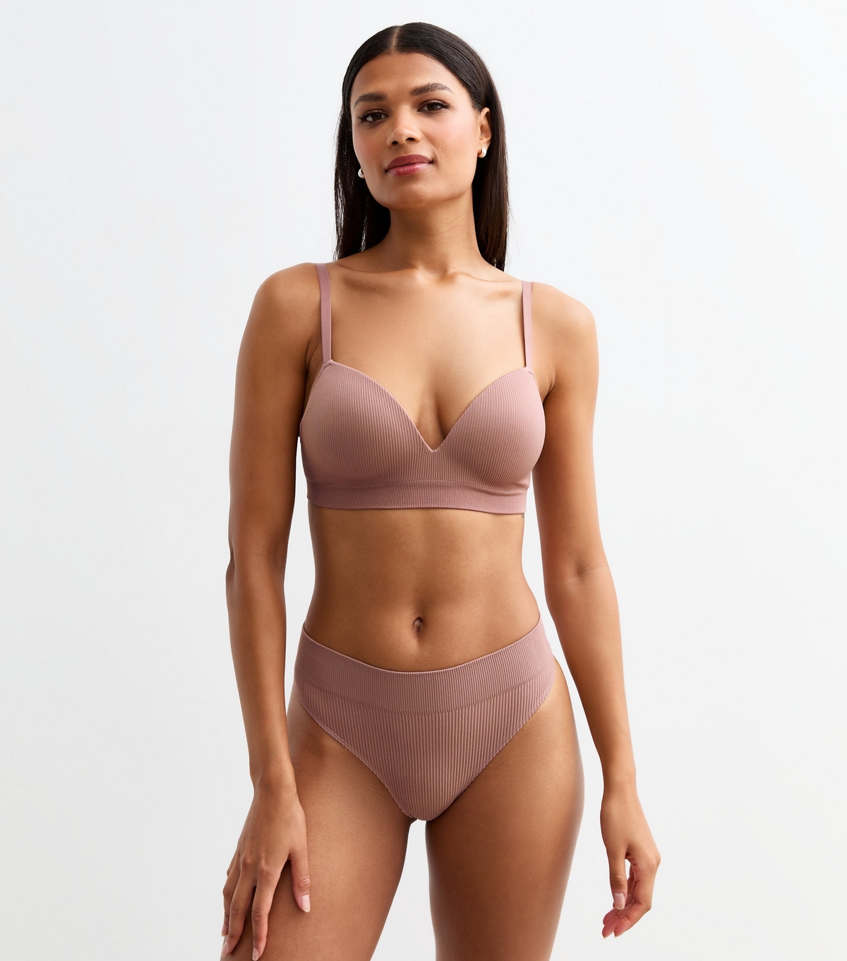 Women's Pink Soft-Rib Nonwired Seamless Bra New Look