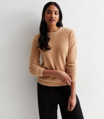 Blue Vanilla Stone Fluffy Knit Crew Neck Jumper | New Look